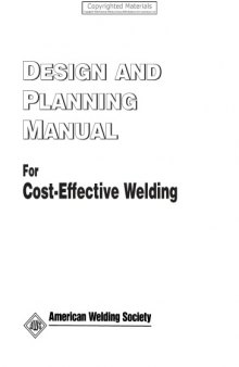 Design and planning manual : for cost-effective welding