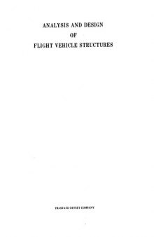 Analysis and design of flight vehicle structures