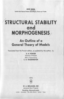 Structural Stability and Morphogenesis: An Outline of a General Theory of Models