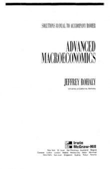 Advanced macroeconomics: Solutions manual