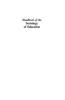 Handbook of the sociology of education
