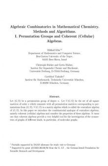 Algebraic combinatorics in mathematical chemistry