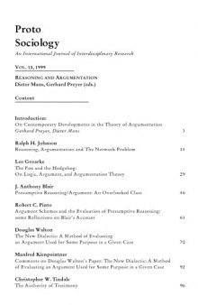 Proto Sociology VOL. 13, 1999 - REASONING AND ARGUMENTATION