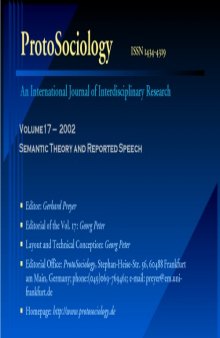 Proto Sociology Vol. 17, 2002 - Semantic Theory and Reported Speech