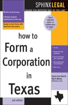 How to Form a Corporation in Texas (Legal Survival Guides)