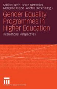 Gender Equality Programmes in Higher Education: International Perspectives