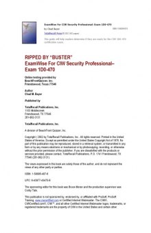 ExamWise For Exam 1D0-470 CIW Security Professional Certification (With Online Exam) (Examwise S.)