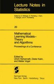 Mathematical Learning Models — Theory and Algorithms: Proceedings of a Conference