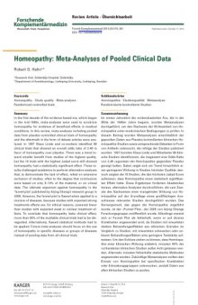 Semestral Homeopathy: meta-analysis of pooled clinical data