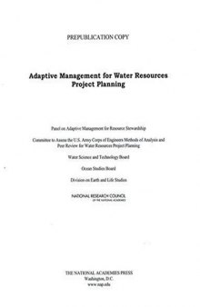 Adaptive Management For Water Resources Project Planning