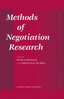 Methods of Negotiation Research (International Negotiation Series)  