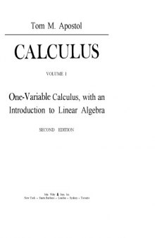 Calculus and Linear Algebra Volume 1