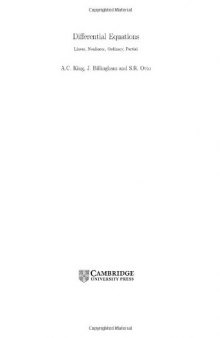 Differential equations: Linear, nonlinear, ordinary, partial