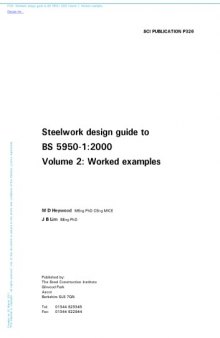 Steelwork Design Guide to BS 5950-1:2000: v.2: Worked Examples: Vol 2