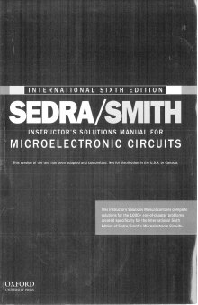 Instructor's Solution Manual for Microelectronic Circuits, International 6th Edition
