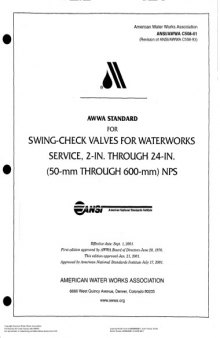 AWWA standard for swing-check valves for waterworks service, 2 in. through 24 in. NPS