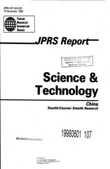 JPRS Report. Science Technology. China.Stealth / Counter-Stealth Research