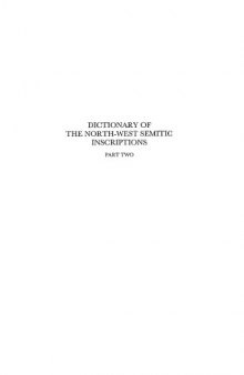 Dictionary of the North-West Semitic Inscriptions - Volume 2 (Handbook of Oriental Studies Handbuch Der Orientalistik)