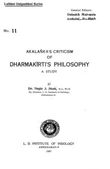 Akalanka's Criticism of Dharmakirti's Philosophy