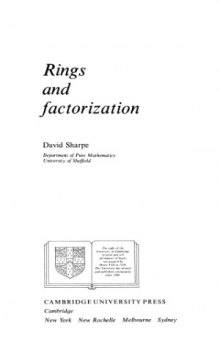 Rings and Factorization