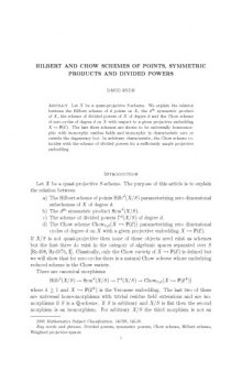 Hilbert and Chow schemes of points, symmetric products and divided power [thesis]
