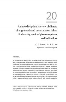 [single chapter from a book] An interdisciplinary review of climate change trends and uncertainties: lichen biodiversity, arctic–alpine ecosystems and habitat loss