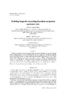 Modeling kappa for measuring dependent categorical agreement data