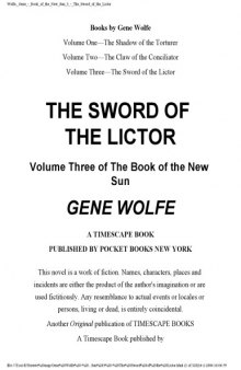 The Sword of the Lictor (The Book of the New Sun 3) 