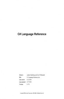 Microsoft Visual C♯ .Net language reference