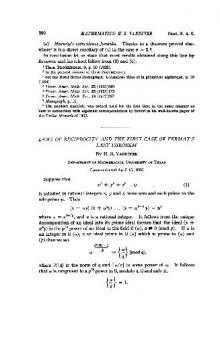 Laws of Reciprocity and the First Case of Fermats Last Theorem
