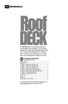 Floor, Form, & Roof Steel Deck Manual (S.I. Version) - Vol 1: Roof Deck