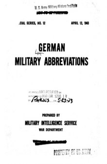 German Military Abbreviations [MIS 461] - Mil. Intel. Svc.