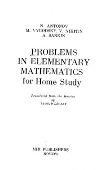 Problems in Elementary Mathematics for Home Study