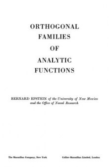 Orthogonal families of analytic functions