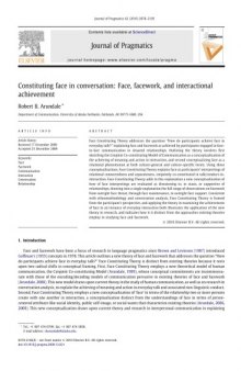 Constituting face in conversation: Face, facework, and interactional achievement