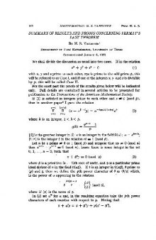 Summary of Results and Proofs Concerning Fermats Last Theorem