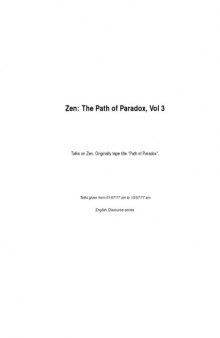Zen, The Path of Paradox, Volume III