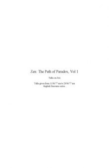 Zen, The Path of Paradox, Volume One