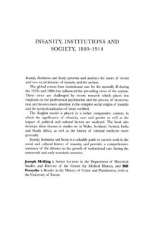 Insanity, Institutions and Society, 1800-1914