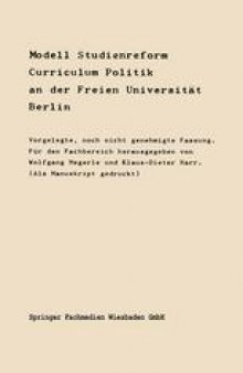 Modell Studienreform: Curriculum Politische Wissenschaft an der Freien Universität Berlin