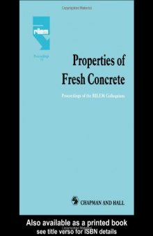 Properties of Fresh Concrete: Proceedings of the International RILEM Colloquium (RILEM Proceedings 10)