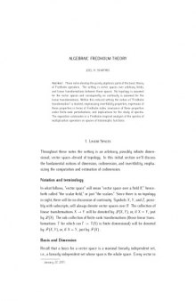 Algebraic Fredholm Theory [expository notes]