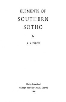 Elements of Southern Sotho