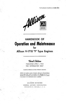 Handbook of Oper. and Maint. for Allison V-1710 F [aircraft] Engine