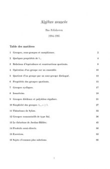 Algèbre avancée [Lecture notes]