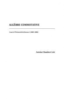 Algèbre commutative [Lecture notes]