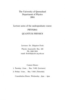 Quantum Physics - Lect. Notes, Undergrad Physics Course 2041