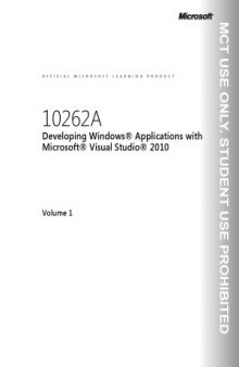 10262A- DMOC- Developing Windows Applications with Visual Studio 2010