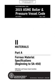 2015 ASME boiler and pressure vessel code. Section II, Materials
