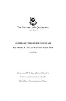 Light Broken Through the Prism of Life: René Schwaller de Lubicz and the Hermetic Problem of Salt [PhD thesis]